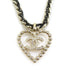 Pendant Necklace Metal and Rhinestone Black and Gold