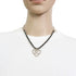 Pendant Necklace Metal and Rhinestone Black and Gold