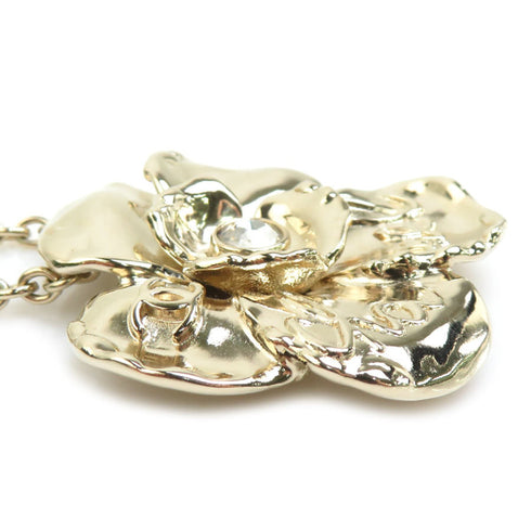 Pendant Necklace Metal Gold and Rhinestone