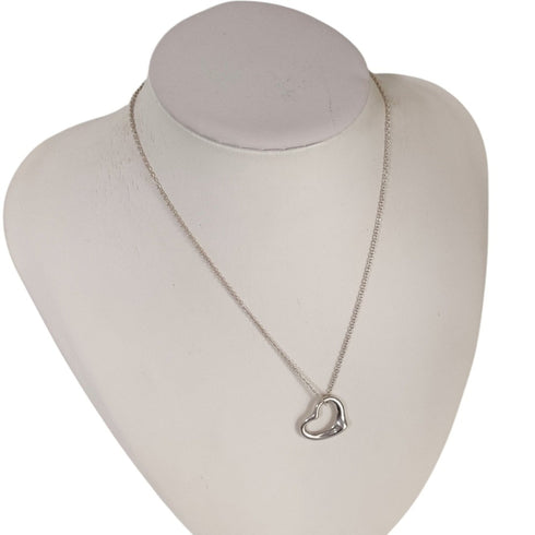 Open Heart Pendant Necklace Sterling Silver 2.1mm