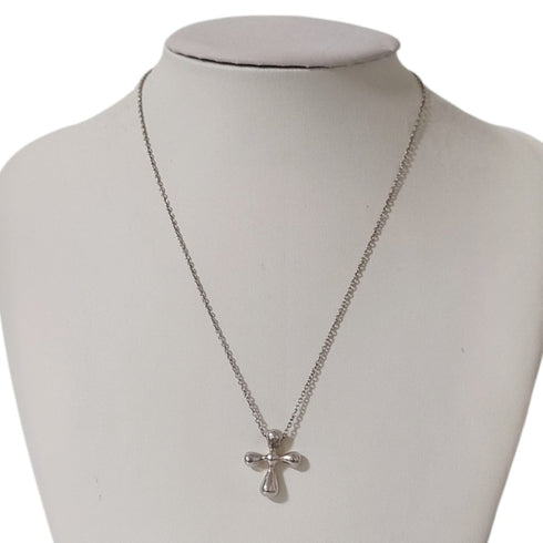 Cross Pendant Necklace Sterling Silver Small