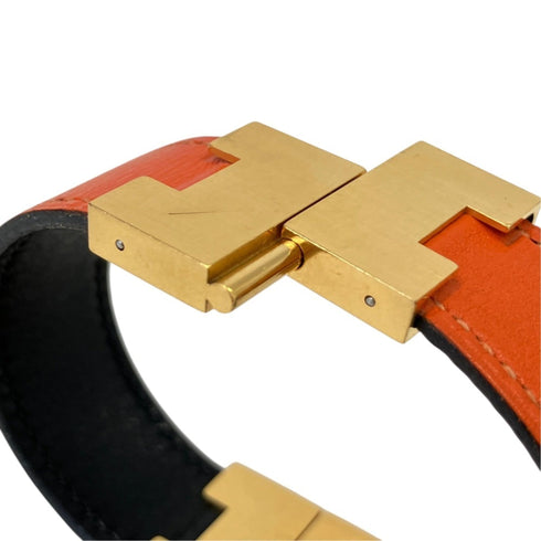 Roulie Reversible Bracelet Leather Black and Orange