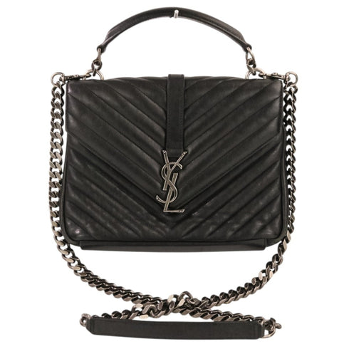 Classic Monogram College Bag Matelasse Chevron Leather Medium