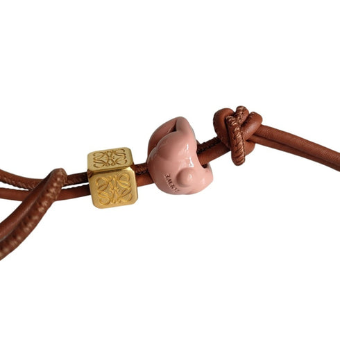 Keyring Charm Leather Brown Ring