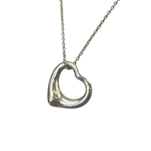 Open Heart Pendant Necklace Sterling Silver 1.5mm