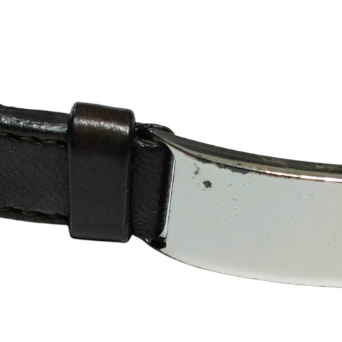 Bracelet Leather and Sterling Silver ID Plate Brown