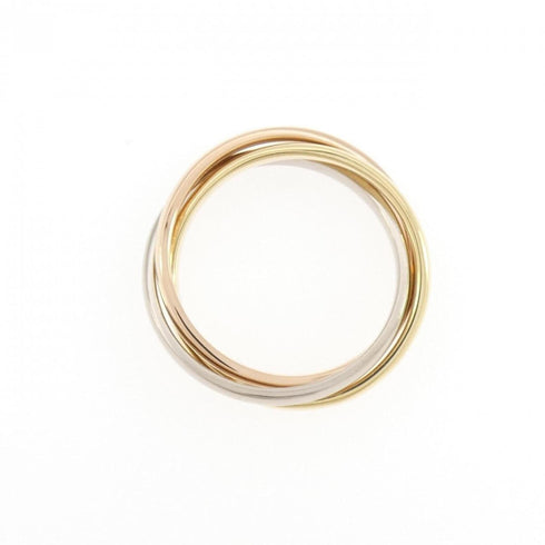 Vendome Louis Cartier Band Ring 18K Tricolor Gold