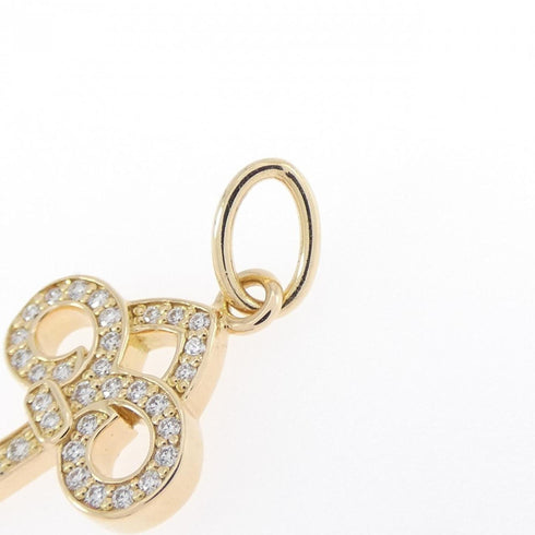 Fleur-de-lis Key Pendant Necklace 18K Yellow Gold with Diamond