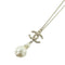 Pendant Necklace Gold and White with Artificial Pearl and Crystal