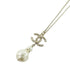 Pendant Necklace Gold and White with Artificial Pearl and Crystal