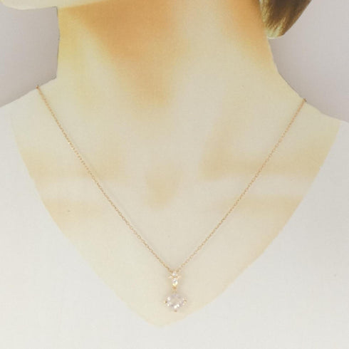 Pendant Necklace 18K Rose Gold with Diamond and Quartz