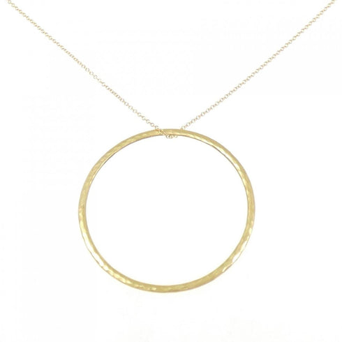 Hammered Pendant Necklace 18K Yellow Gold