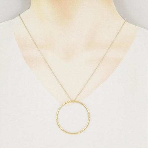 Hammered Pendant Necklace 18K Yellow Gold