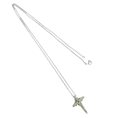 Cross Pendant Necklace Sterling Silver and 18K Yellow Gold