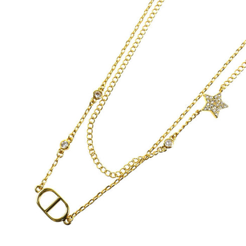 Pendant Necklace Metal Gold with Crystal