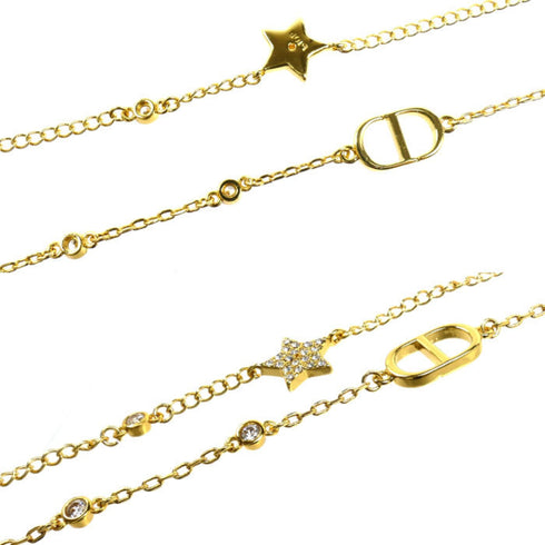 Pendant Necklace Metal Gold with Crystal