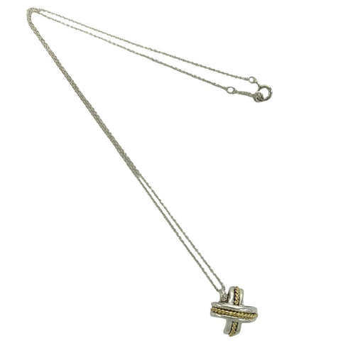 Signature Cross Pendant Necklace Sterling Silver and 18K Yellow Gold