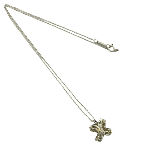Signature Cross Pendant Necklace Sterling Silver and 18K Yellow Gold