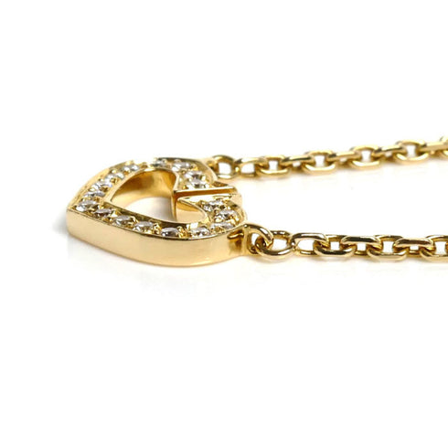 C Heart Pendant Necklace 18K Yellow Gold with Diamonds