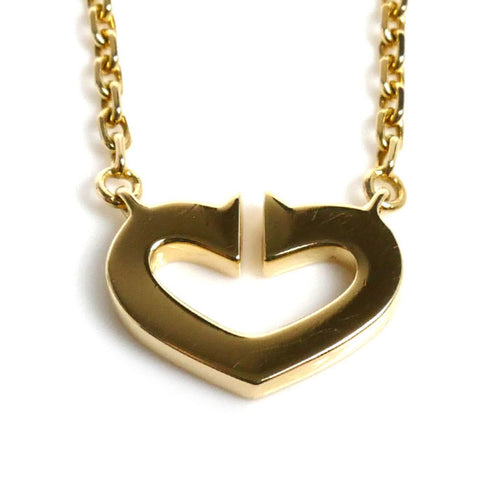 C Heart Pendant Necklace 18K Yellow Gold with Diamonds