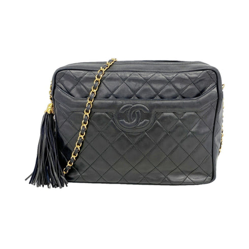 Vintage Camera Tassel Bag Quilted Leather Medium