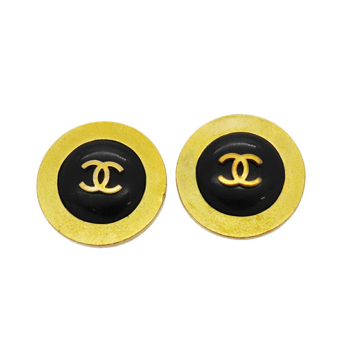 CC Logo Circle Clip-On Earrings Metal Gold-Tone Metal