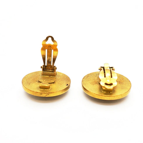CC Logo Circle Clip-On Earrings Metal Gold-Tone Metal