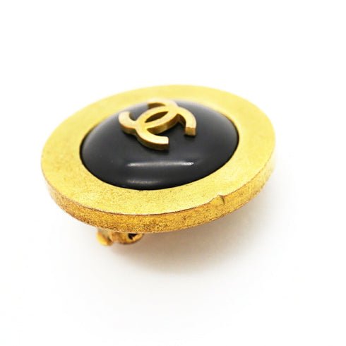CC Logo Circle Clip-On Earrings Metal Gold-Tone Metal