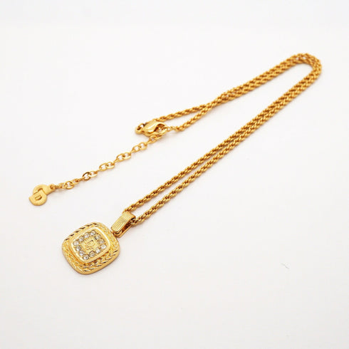 Pendant Necklace Gold and Rhinestone