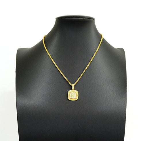 Pendant Necklace Gold and Rhinestone