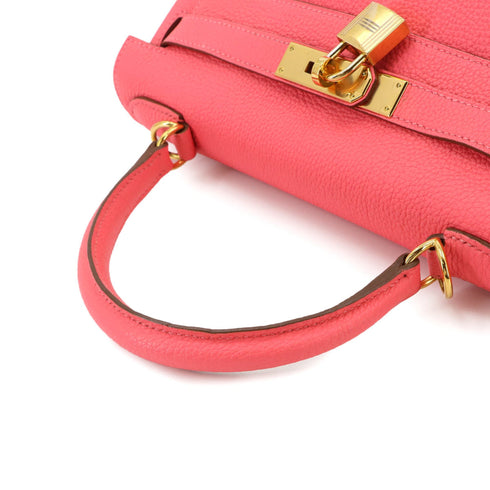 Kelly Handbag Pink Clemence with Gold Hardware 28