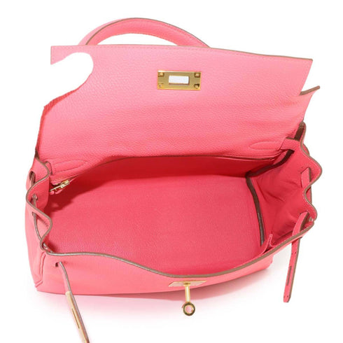 Kelly Handbag Pink Clemence with Gold Hardware 28