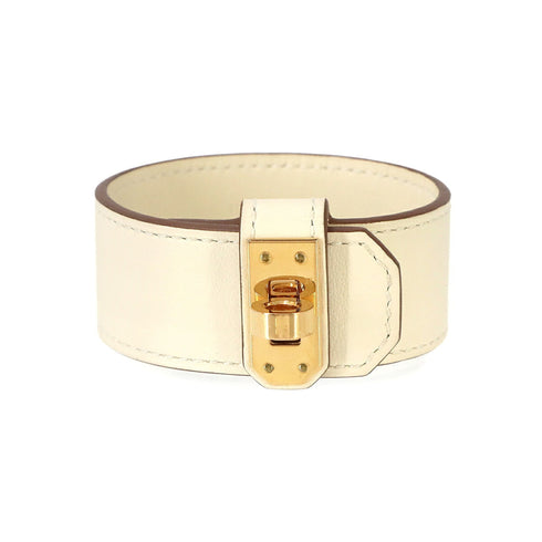 Kelly Twist Bracelet Swift Leather Gold and White Mini
