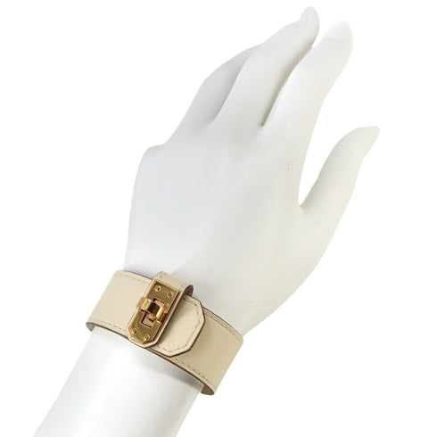 Kelly Twist Bracelet Swift Leather Gold and White Mini