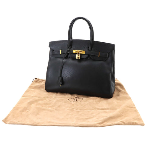 Birkin Handbag Black Ardennes with Gold Hardware 35