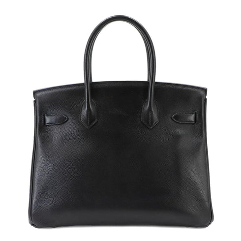 Birkin Handbag Black Epsom with Palladium Hardware 30