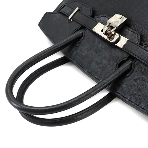 Birkin Handbag Black Epsom with Palladium Hardware 30
