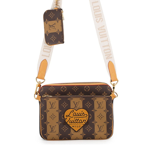 Nigo Trio Messenger Bag Limited Edition Stripes Monogram Canvas