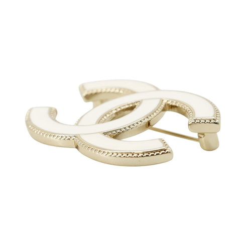 CC Logo Brooch Gold-Tone Metal