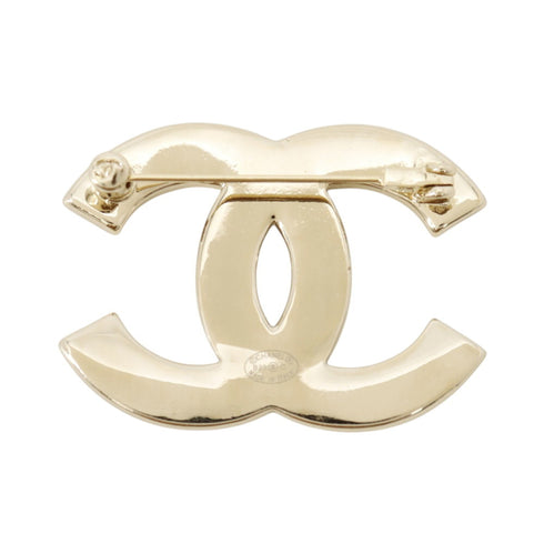 CC Logo Brooch Gold-Tone Metal