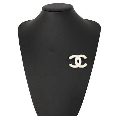 CC Logo Brooch Gold-Tone Metal