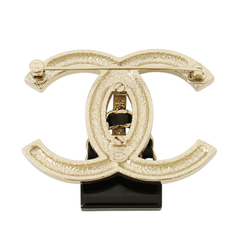 CC Logo Brooch Gold-Tone Metal