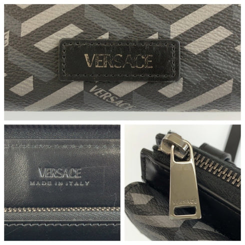 Virtus Chain Wallet La Greca Signature Coated Canvas