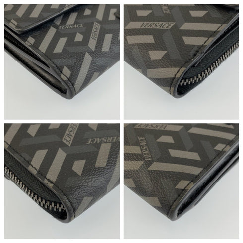 Virtus Chain Wallet La Greca Signature Coated Canvas