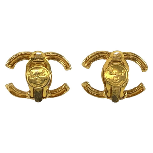 CC Logo Clip-On Earrings Metal Gold-Tone Metal