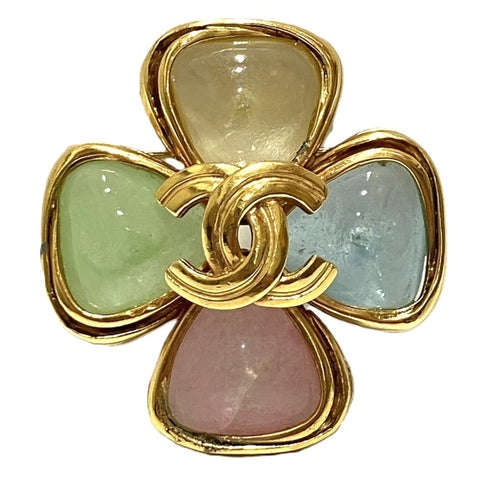 CC Logo Clover Brooch Metal