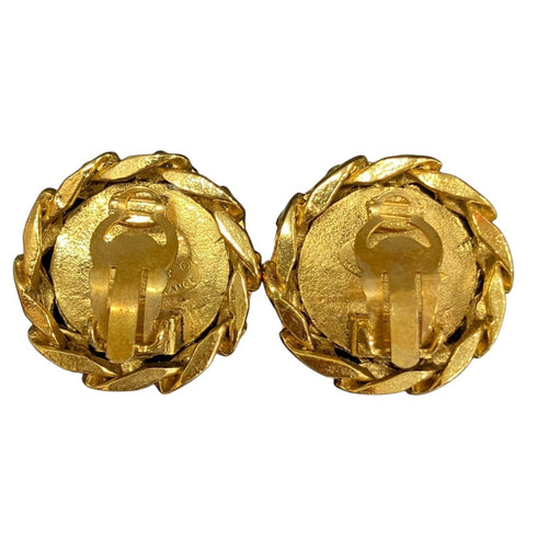 Rhinestone Clip-On Earrings Gold and Rhinestone
