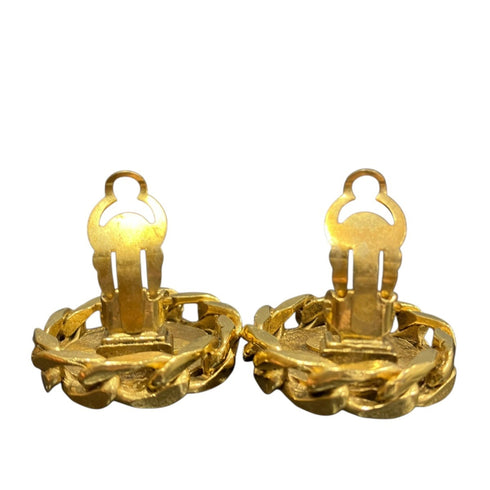 Rhinestone Clip-On Earrings Gold and Rhinestone