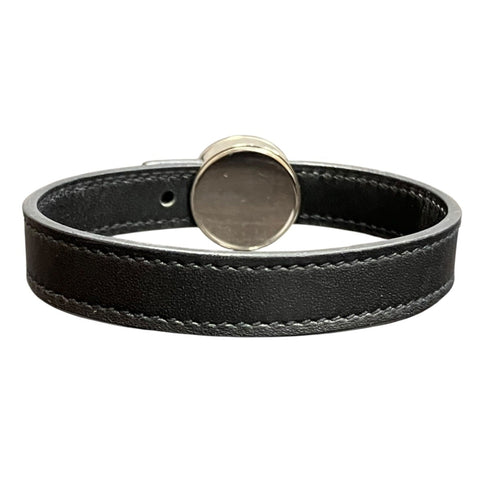 Bracelet Black Leather and Silver