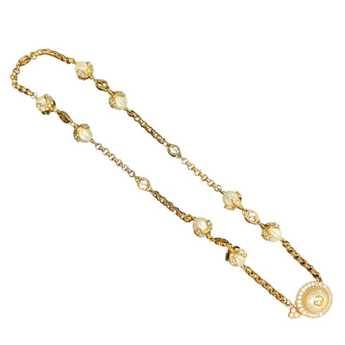 Pendant Necklace Gold and Rhinestone